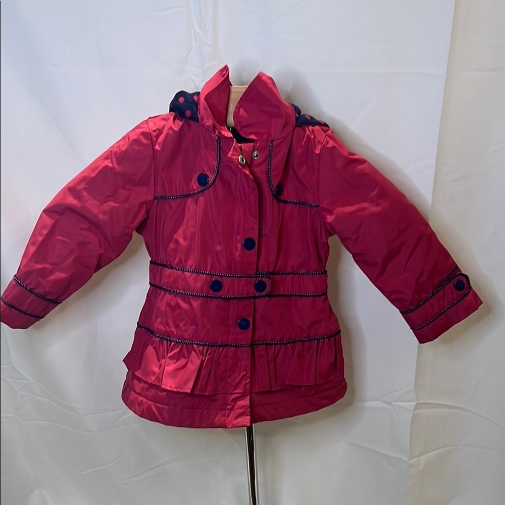 London Fog Pink and Blue fleece lined Jacket with Belted Waist